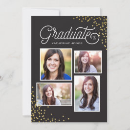 Glamous Grad 4-Photo Collage Studenten Inbjudningar