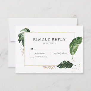 Glamous Greenery Guld Ram Bröllop OSA Card Kort