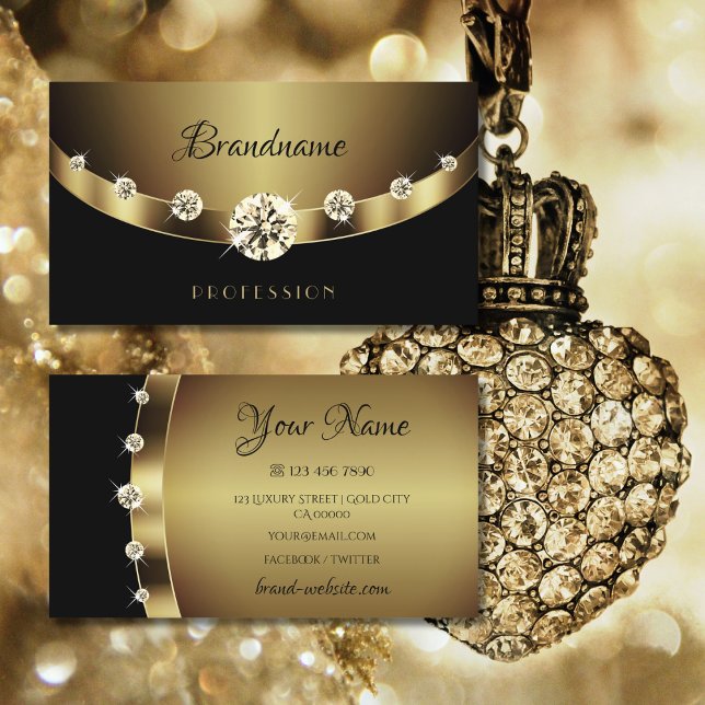 Glamous Guld Black med Diamonds Professionell Visitkort (Skapare uppladdad)
