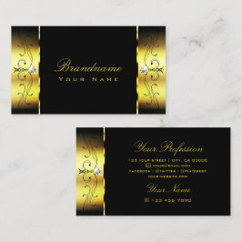 Glamous Guld Black Squiggled Jewels Ornamental Visitkort