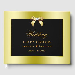 Glamous Guld Bow & Black Bröllop Gästböcker
