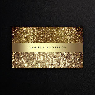 Glamous Guld Bronze Glitter Luxury Affärskort Visitkort