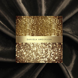 Glamous Guld Bronze Glitter Luxury Fyrkantigt Visitkort