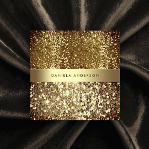 Glamous Guld Bronze Glitter Luxury Fyrkantigt Visitkort