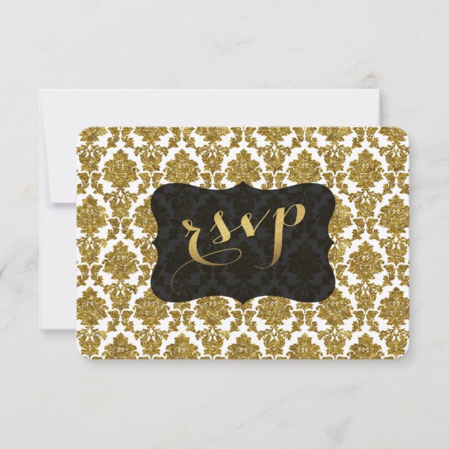 Glamous Guld Damask Gold Foil Bröllop OSA (Framsida)
