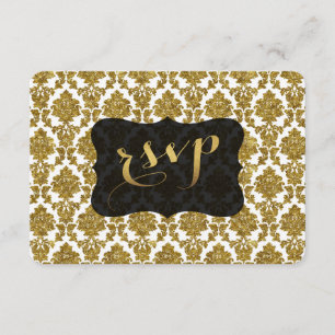 Glamous Guld Damask Gold Foil Bröllop OSA Kort