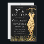 Glamous Guld Dress Fabulous 30års födelsedag Inbjudningar<br><div class="desc">Glamous Guld Dress Fabulous 30års födelsedag-inbjudningsvarianter till inbjudan och matchande artiklar i vår butik Finns också som en digital inbjudan</div>
