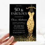 Glamous Guld Dress Fabulous 50:e födelsedagen<br><div class="desc">Glamous Guld Dress Fabulous 50:e födelsedagsinbjudan Variationer till inbjudan och matchande artiklar i vår butik Finns även som en digital inbjudan</div>