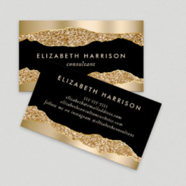 Glamous Guld Glitter Black Visitkort