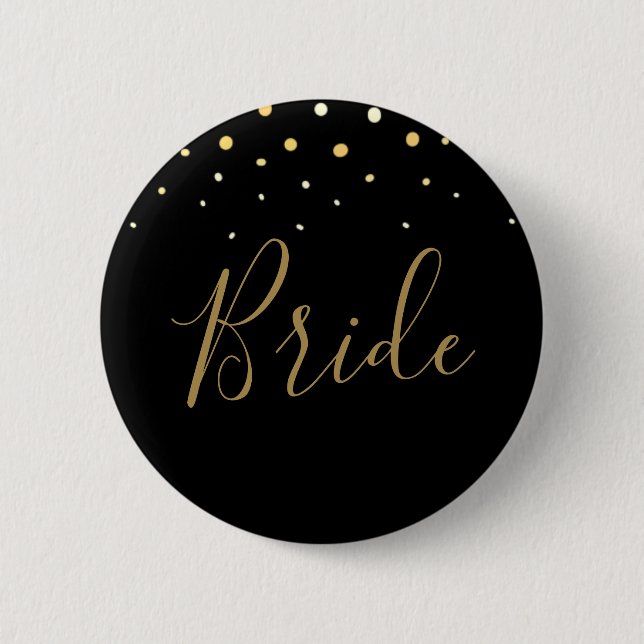 Glamous Guld Glitter Design New Years Bride Knapp (Framsida)