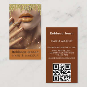 Glamous Guld Glitter Drip Guld Glam Läppar QR-kod Visitkort