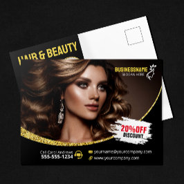 Glamous Guld Glitter Hair Stylist Beauty Salon Vykort