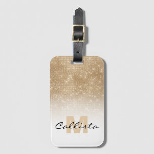 Glamous Guld Glitter Sequin Ombre Monogram Bagagebricka