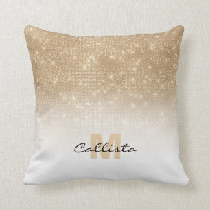 Glamous Guld Glitter Sequin Ombre Monogram Kudde