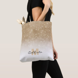 Glamous Guld Glitter Sequin Ombre Monogram Tygkasse