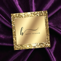 Glamous Guld Glitter-skript Monogram