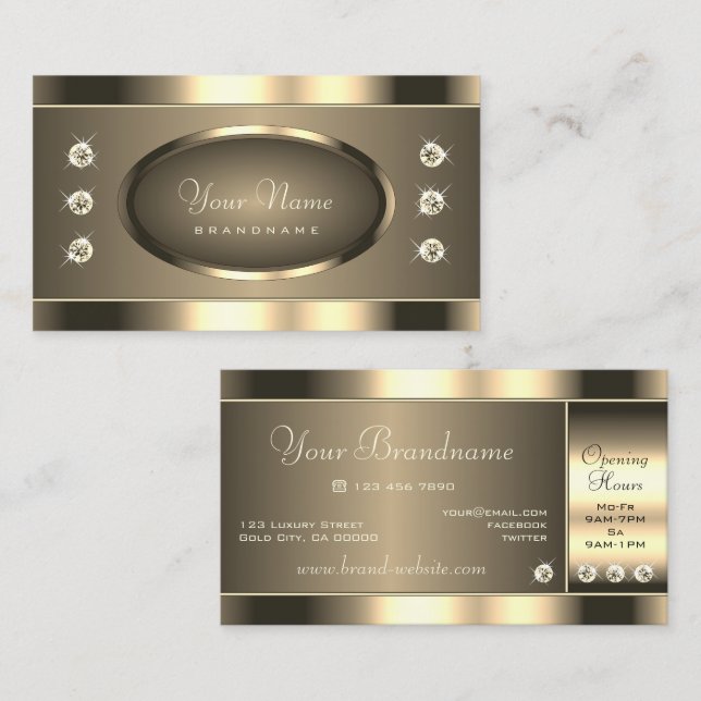 Glamous Guld med ljusreflekterande mousserande dia Visitkort (Fram/baksida)