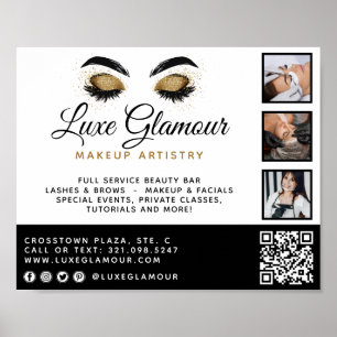 Glamous Guld Öga Lash Brows Beauty Pub Promo Poster