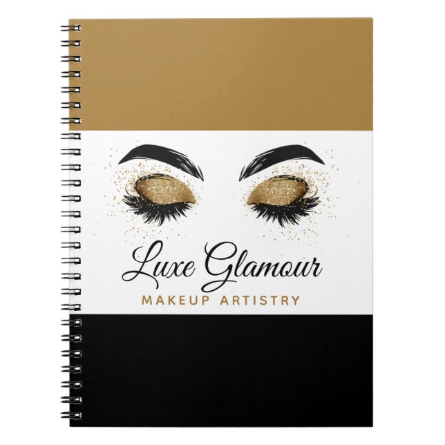 Glamous Guld Öga Lash Makeup Artist Beauty Pub Anteckningsbok (Framsidan)