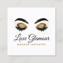 Glamous Guld Öga Lash Makeup Artist Beauty Pub Fyrkantigt Visitkort