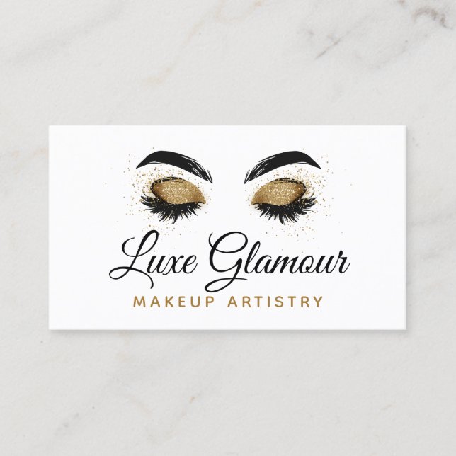 Glamous Guld Öga Lash Makeup Artist Beauty Pub Visitkort (Framsida)