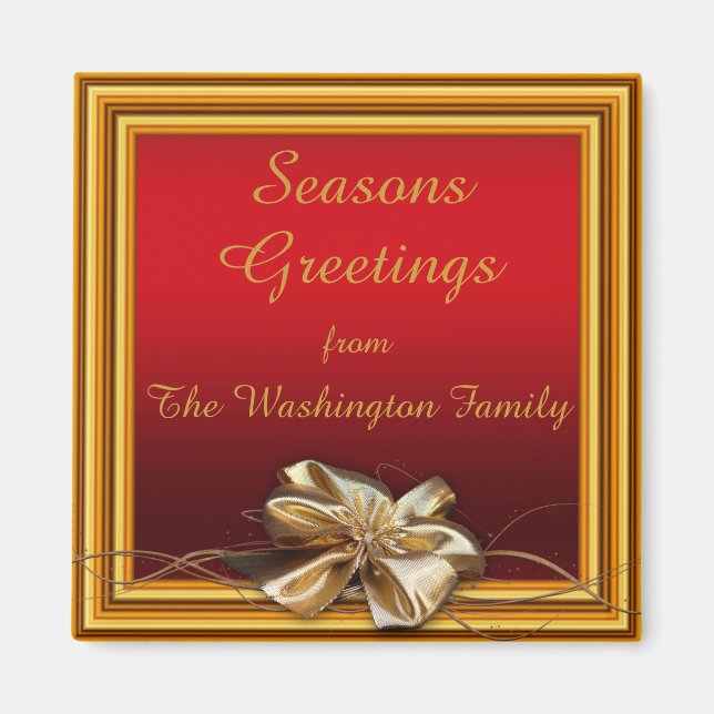 Glamous Guld Ram och Faux Bow Jul Magnet (Framsidan)