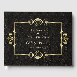 Glamous Guld Roaring 20's Art Deco Bröllop Gästböcker