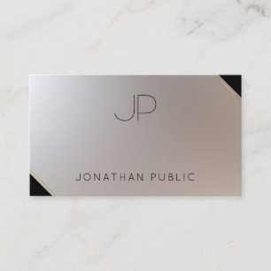 Glamous Guld Silver Elegant Monogram Modern Visitkort