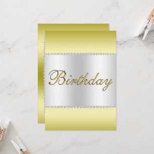 Glamous Guld, Silver & Gems Birthday Inbjudningar