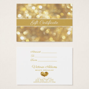 Glamous Guld Sparkles Salon Gift-certifikat Visitkort