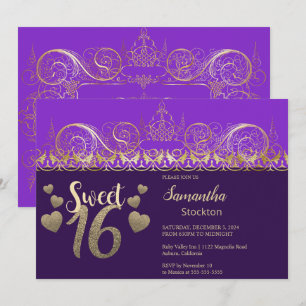 Glamous Guld Sweet 16-inbjudan Inbjudningar