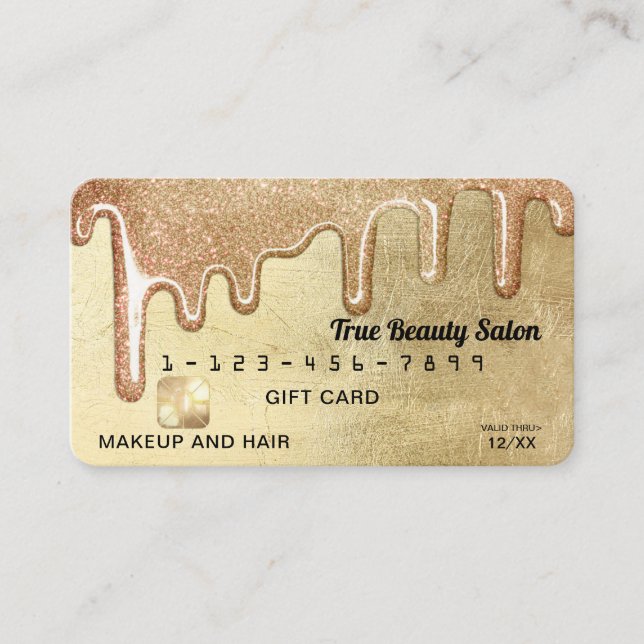 Glamous Guld Thick Glitter Drives Gift Kredit Visitkort (Framsida)