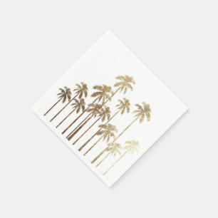 Glamous Guld Tropical Handflatan Träd på White Pappersservett