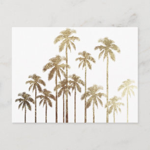 Glamous Guld Tropical Handflatan Träd på White Vykort