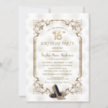 Glamous Guld White Art Deco Sweet 16:e födelsedage