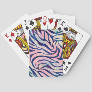 Glamous Holography Glitter Blue Zebra ränder Casinokort