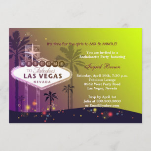 Glamous Las Vegas Roligt Bachelorette Party Inbjudningar