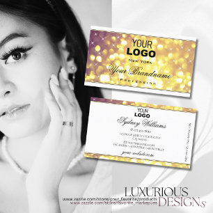 Glamous Lila Guld Glitter Stars Logotyp White Visitkort