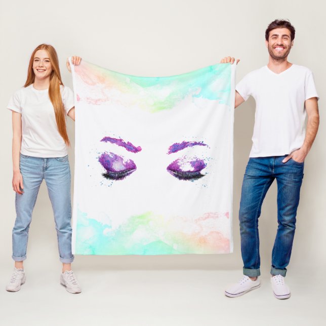 Glamous Lila Öga & Brows Watercolor Fleecefilt (På plats)