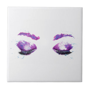 Glamous Lila Öga & Brows Watercolor Kakelplatta