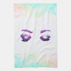 Glamous Lila Öga & Brows Watercolor Kökshandduk