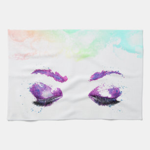 Glamous Lila Öga & Brows Watercolor Kökshandduk