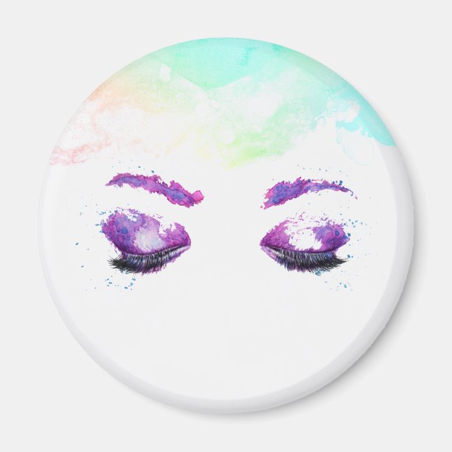 Glamous Lila Öga & Brows Watercolor Magnet (Framsidan)