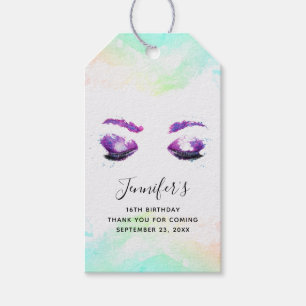 Glamous Lila Öga & Brows Watercolor Tack Presentetikett