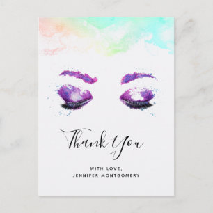 Glamous Lila Öga & Brows Watercolor Tack Vykort