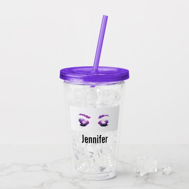 Glamous Lila Öga & Brows Watercolor Take Away Mugg (Baksida Ice)