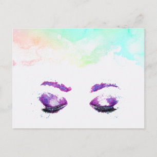 Glamous Lila Öga & Brows Watercolor Vykort