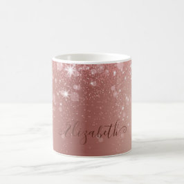 Glamous Metallic Brushed Ro Guld Glitter Kaffemugg