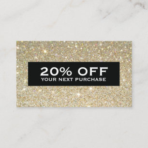 Glamous Modern Beauty Coupcard Guld Glitter Rabattkort