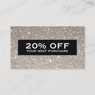 Glamous Modern Beauty Coupcard Silver Glitter Rabattkort
